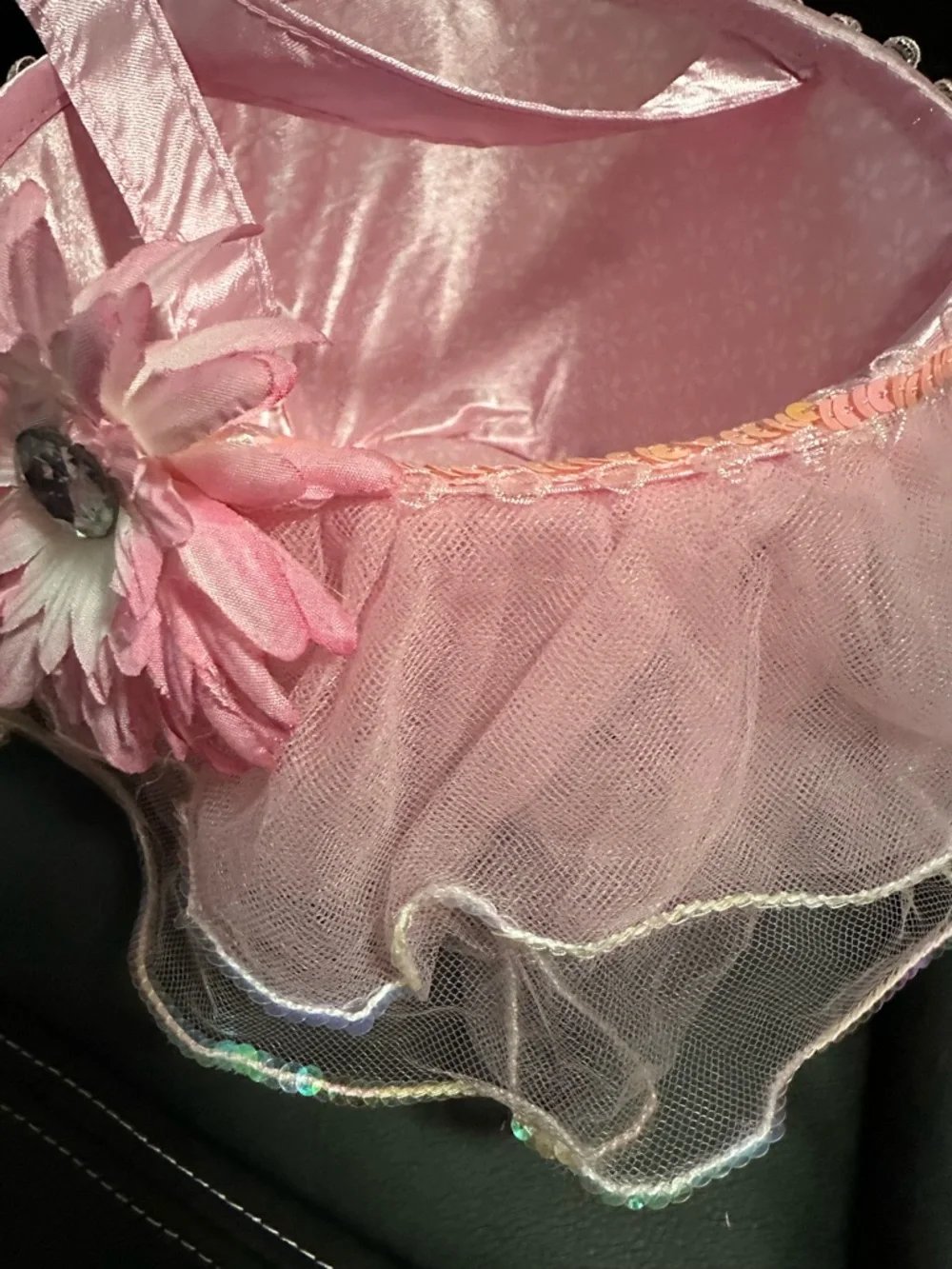 Pink Tulle Flower Basket